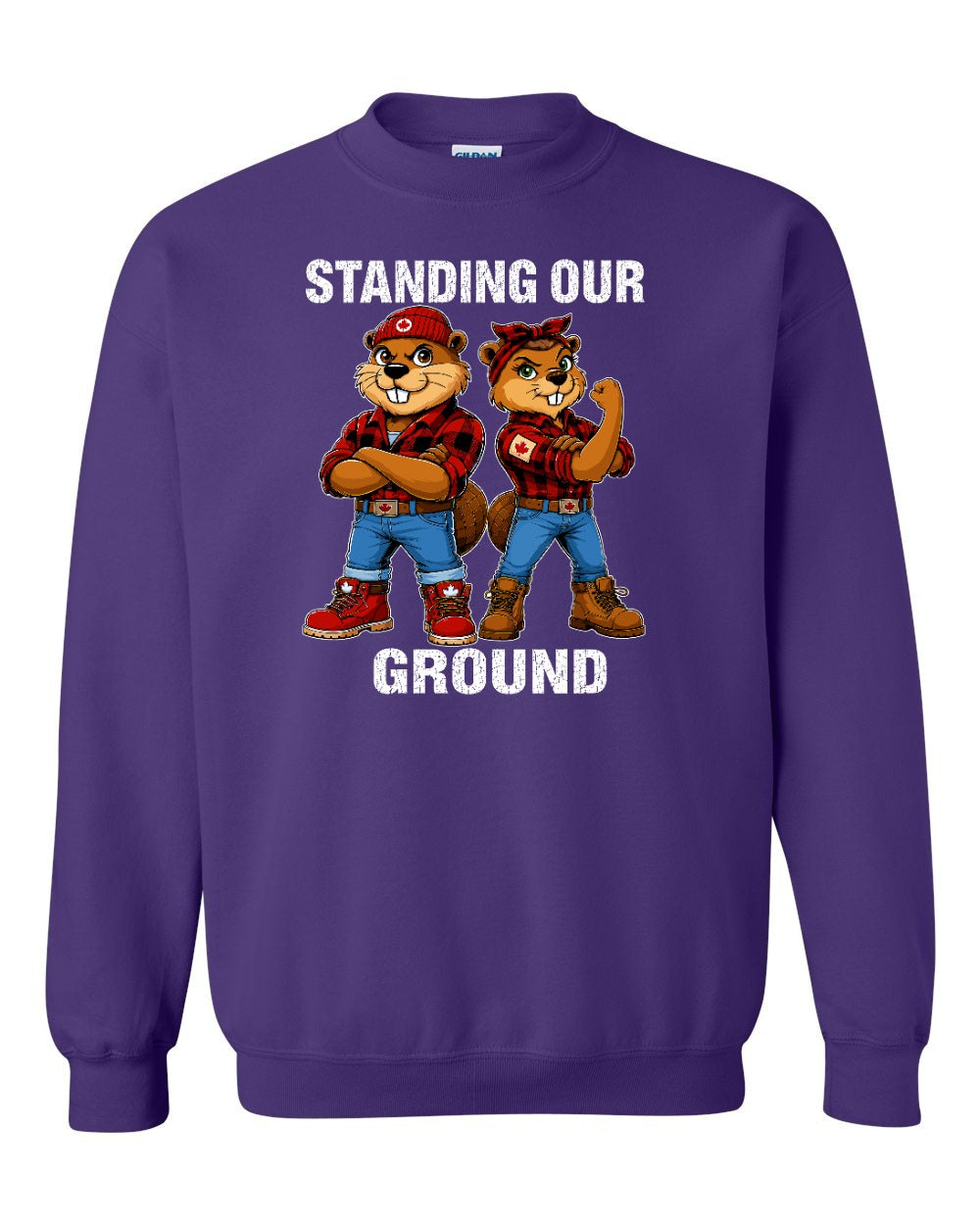 Standing Our Ground Full Front Crewneck Sweatshirt in Purple