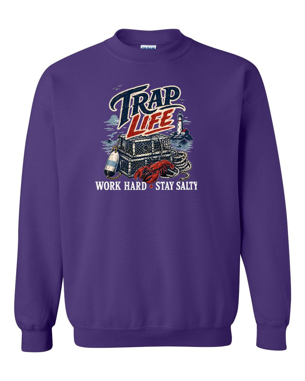 Trap Life Crewneck Sweatshirt in Purple
