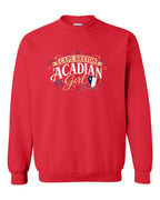 Cape Breton Acadian Girl Crewneck Sweatshirt in Red