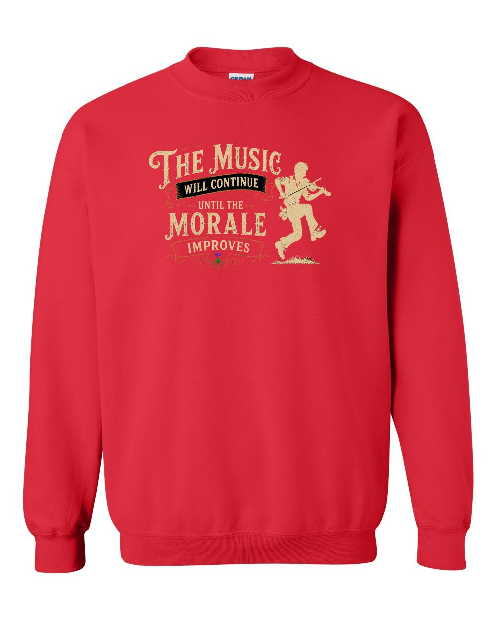 Muisic Will Continue Fiddle Crewneck Sweatshirt in Red