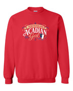 Newfoundland Acadian Girl Crewneck Sweatshirt in Red