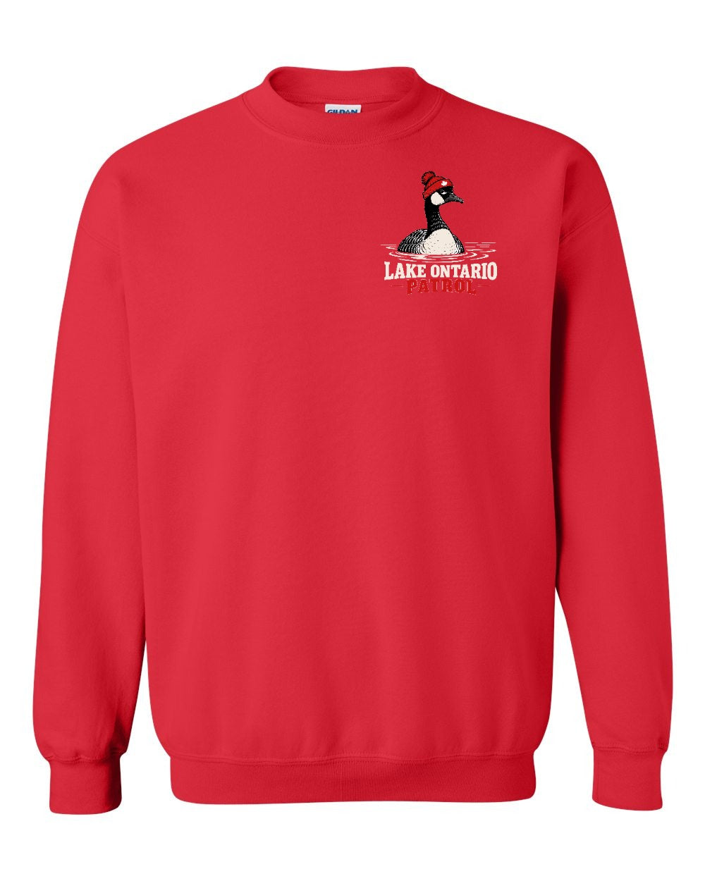 Lake Patrol Left Chest and Back Crewneck Sweatshirt in Red