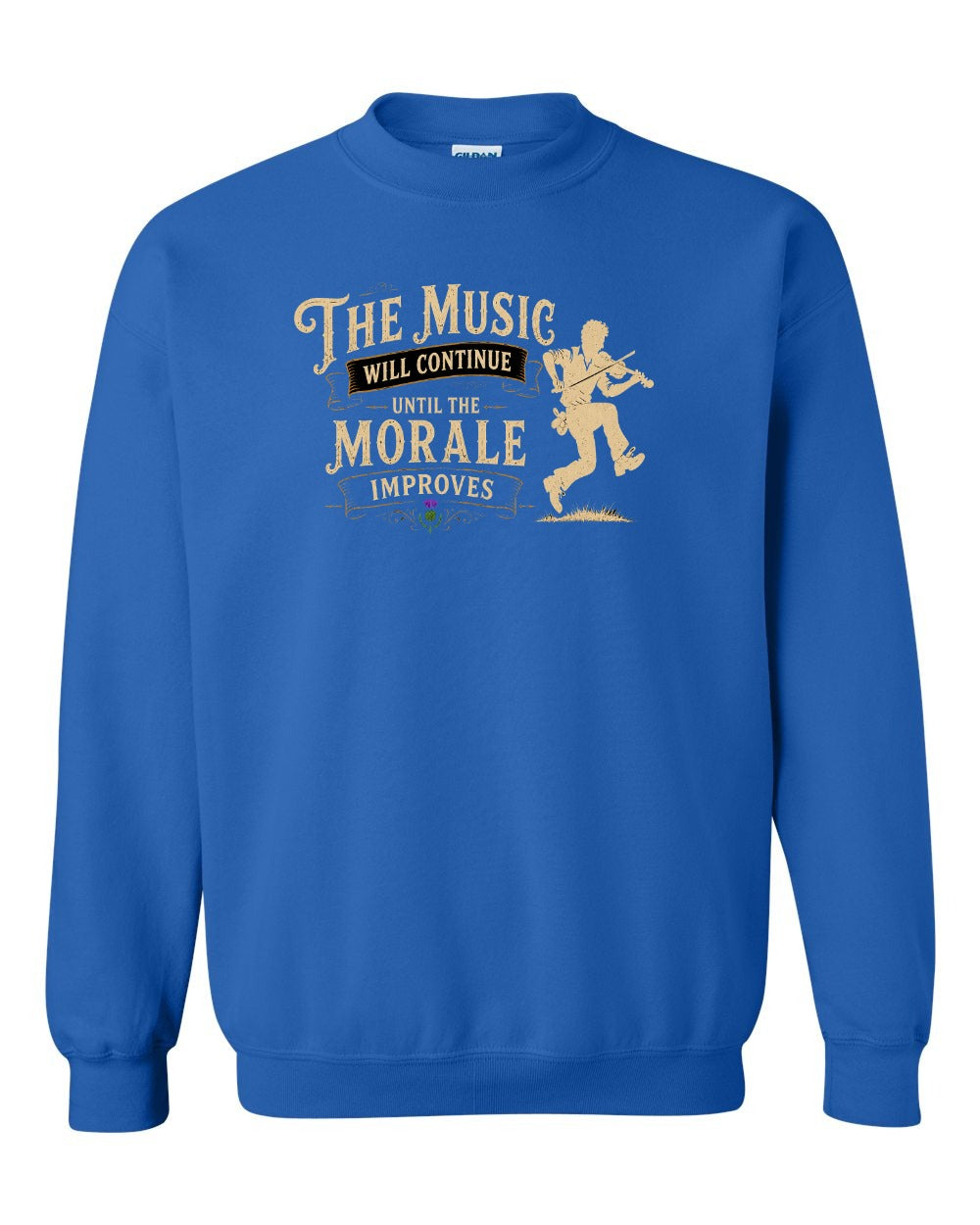 Muisic Will Continue Fiddle Crewneck Sweatshirt in Royal