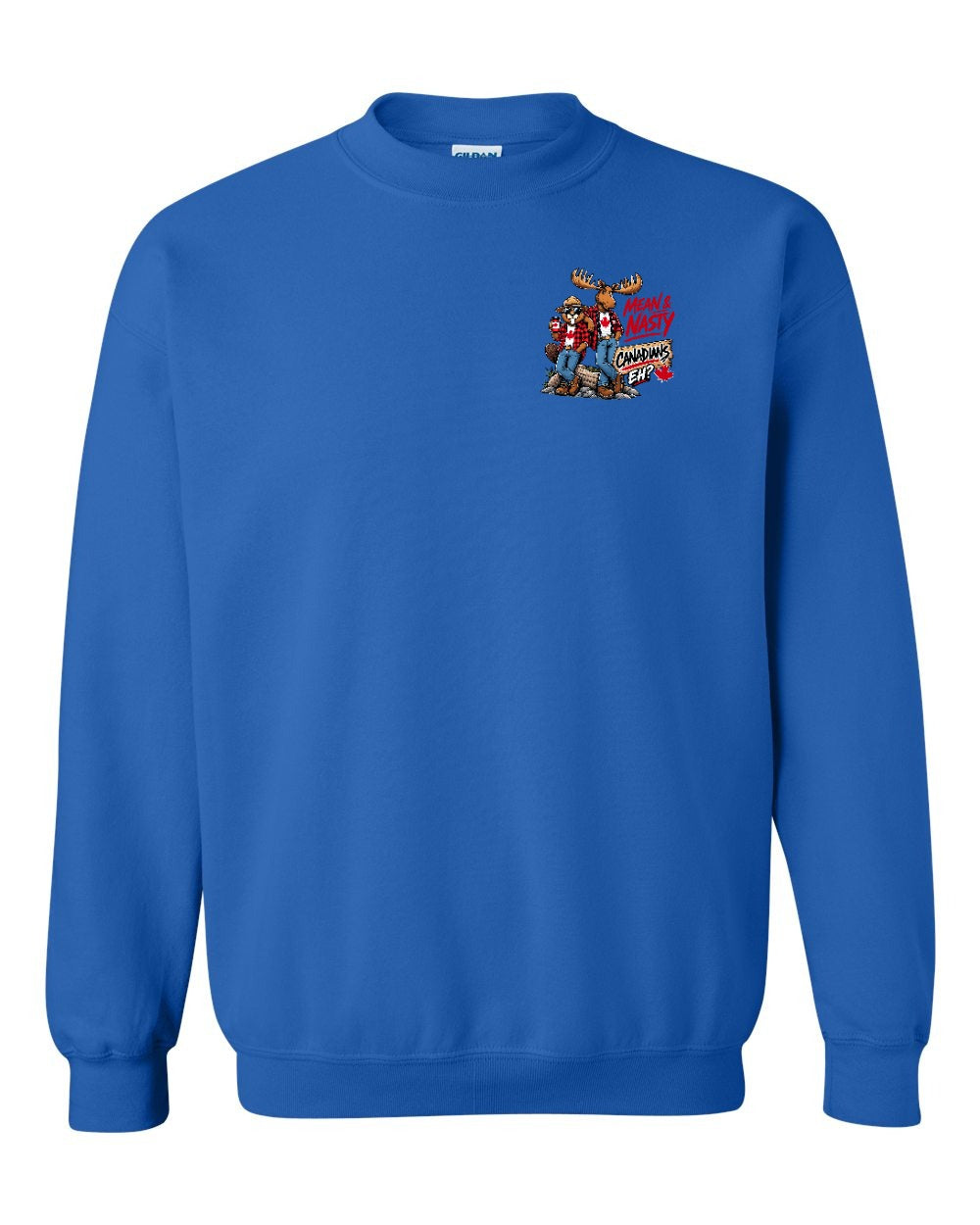 New Mean and Nasty Canadians Left Chest Crewneck Sweatshirt in Royal