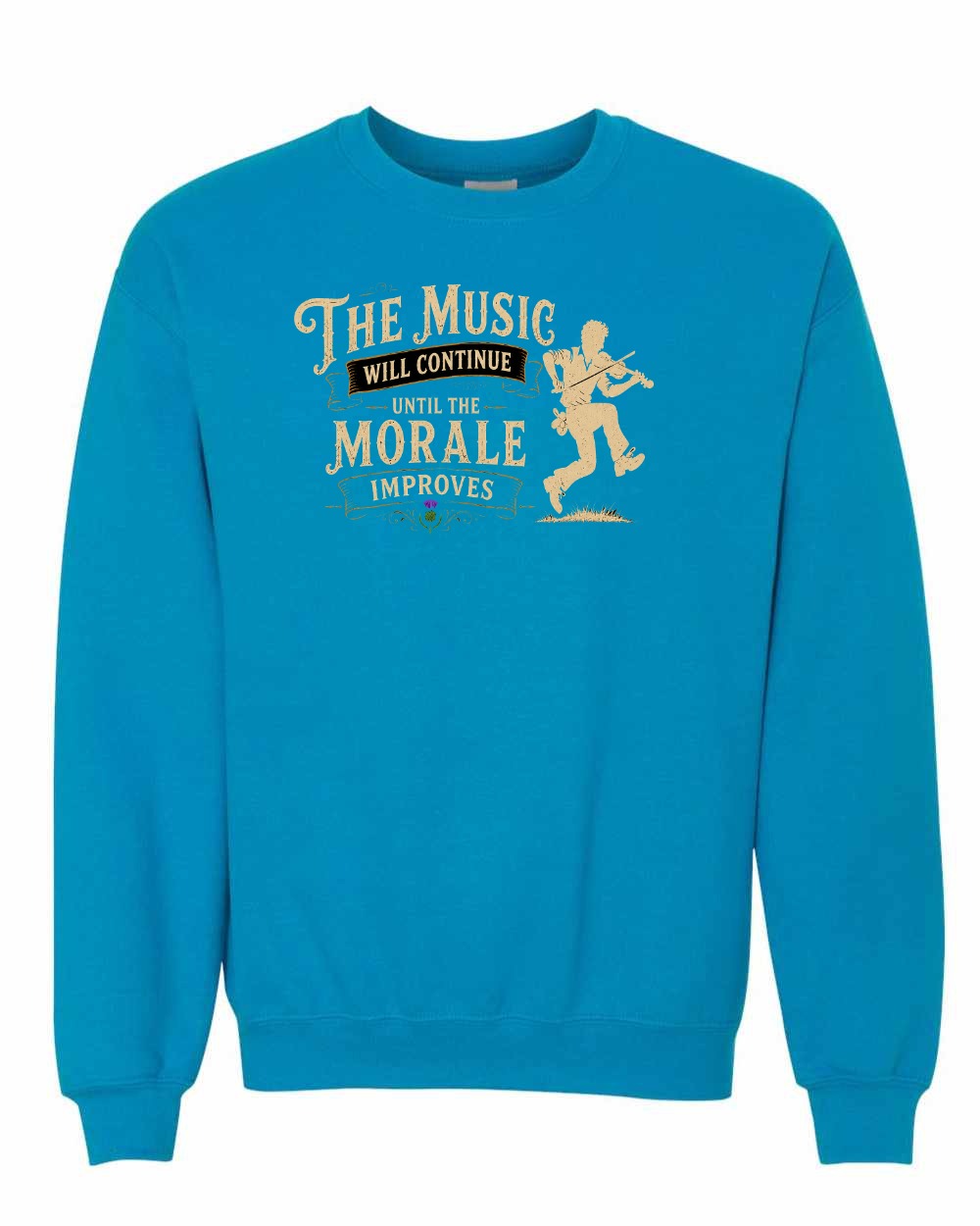 Muisic Will Continue Fiddle Crewneck Sweatshirt in Sapphire