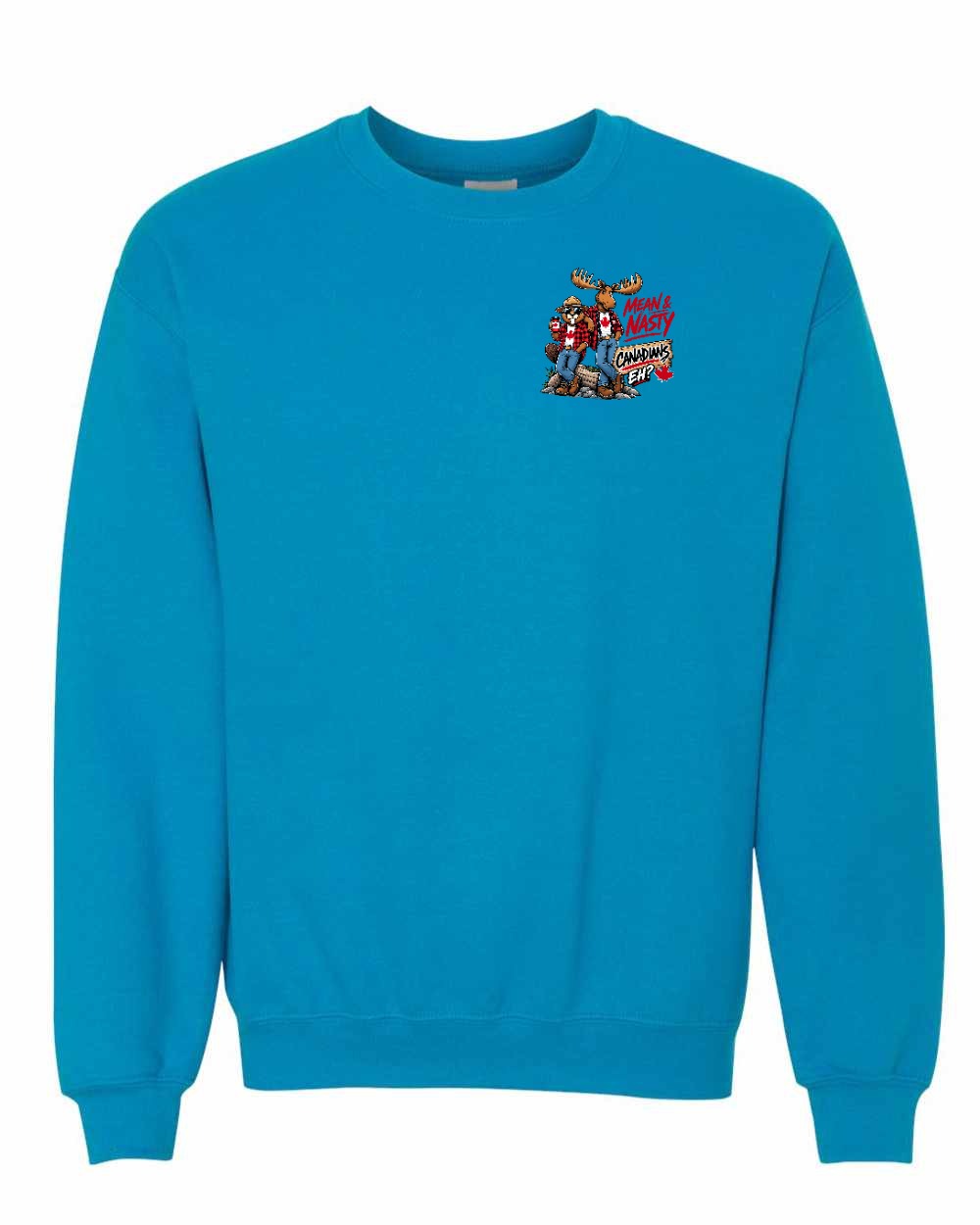 New Mean and Nasty Canadians Left Chest Crewneck Sweatshirt in Sapphire