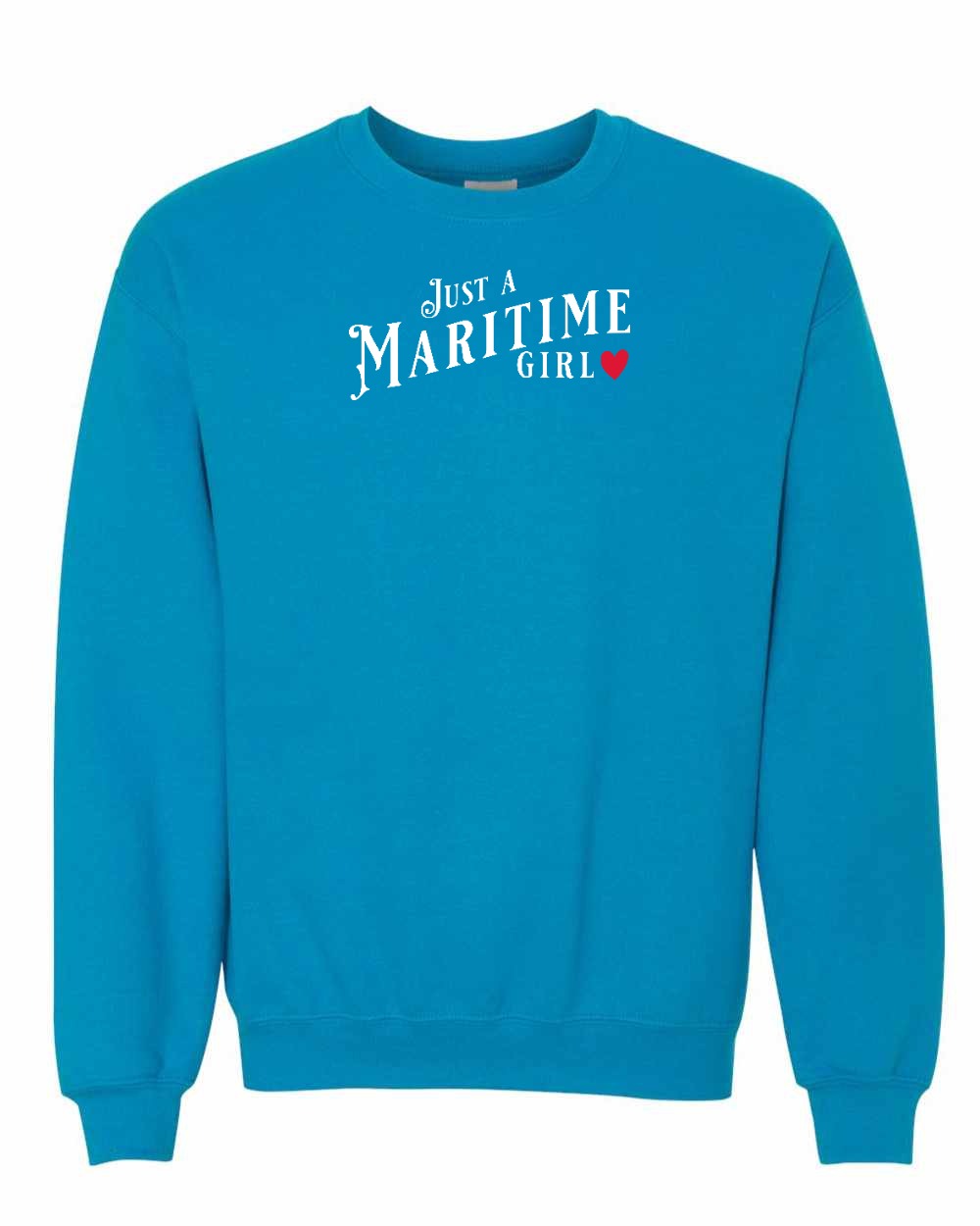 Just A Maritime Girl Red Heart Crewneck Sweatshirt - Unisex