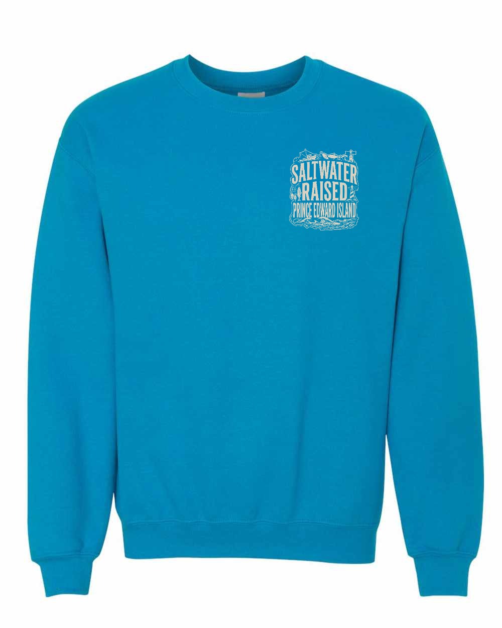 PEI Saltwater Raised Folk Left Chest and Back Crewneck Sweatshirt - Unisex