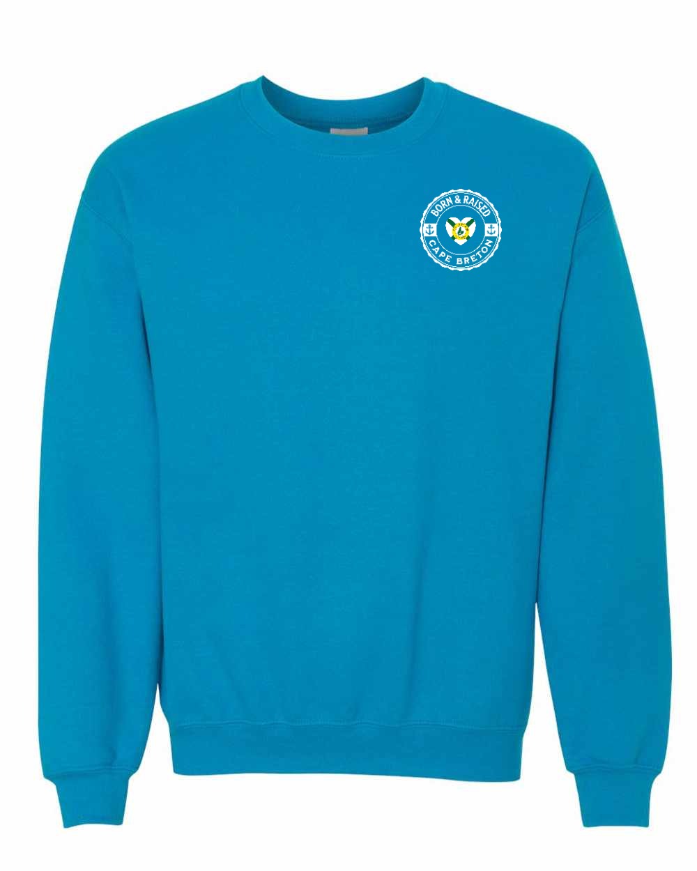Born and Raised CB Heart Flag Left Chest & Back Crewneck Sweatshirt - Unisex
