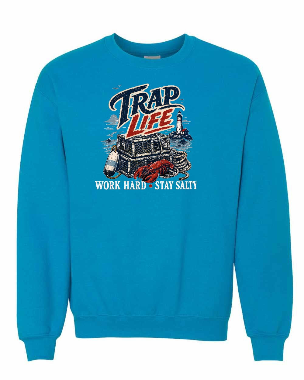 Trap Life Crewneck Sweatshirt in Sapphire