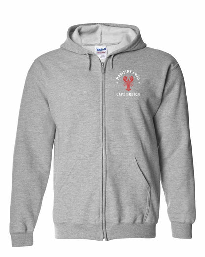 Maritime Swag Cape Breton Mandala Red Lobster Left Chest and Back Zip Hoodie