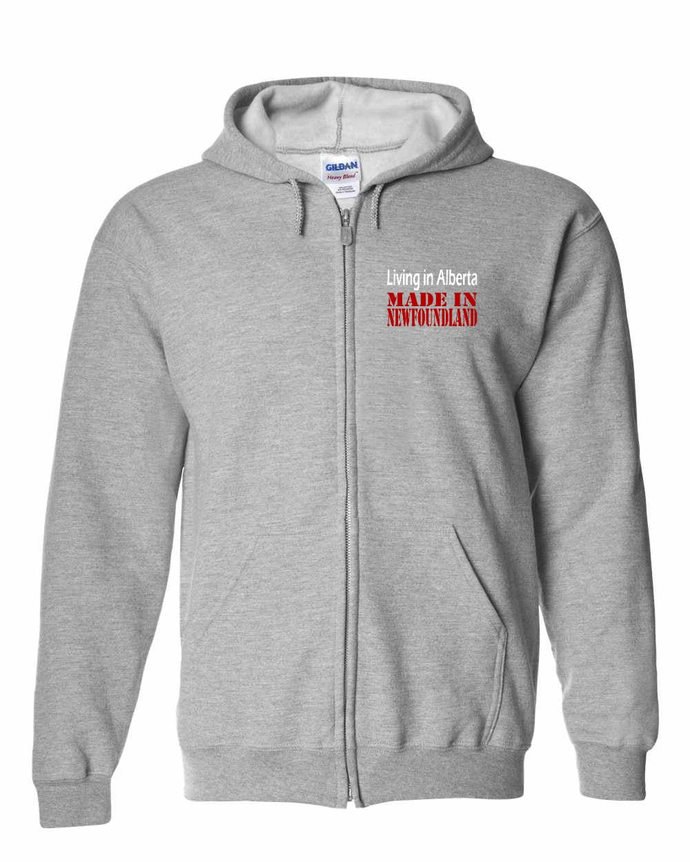 Living Alberta Made in NFLD Left Chest and Back Zip Hoodie - Unisex