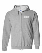 Made In CB White Left Chest Zip Hoodie - Unisex