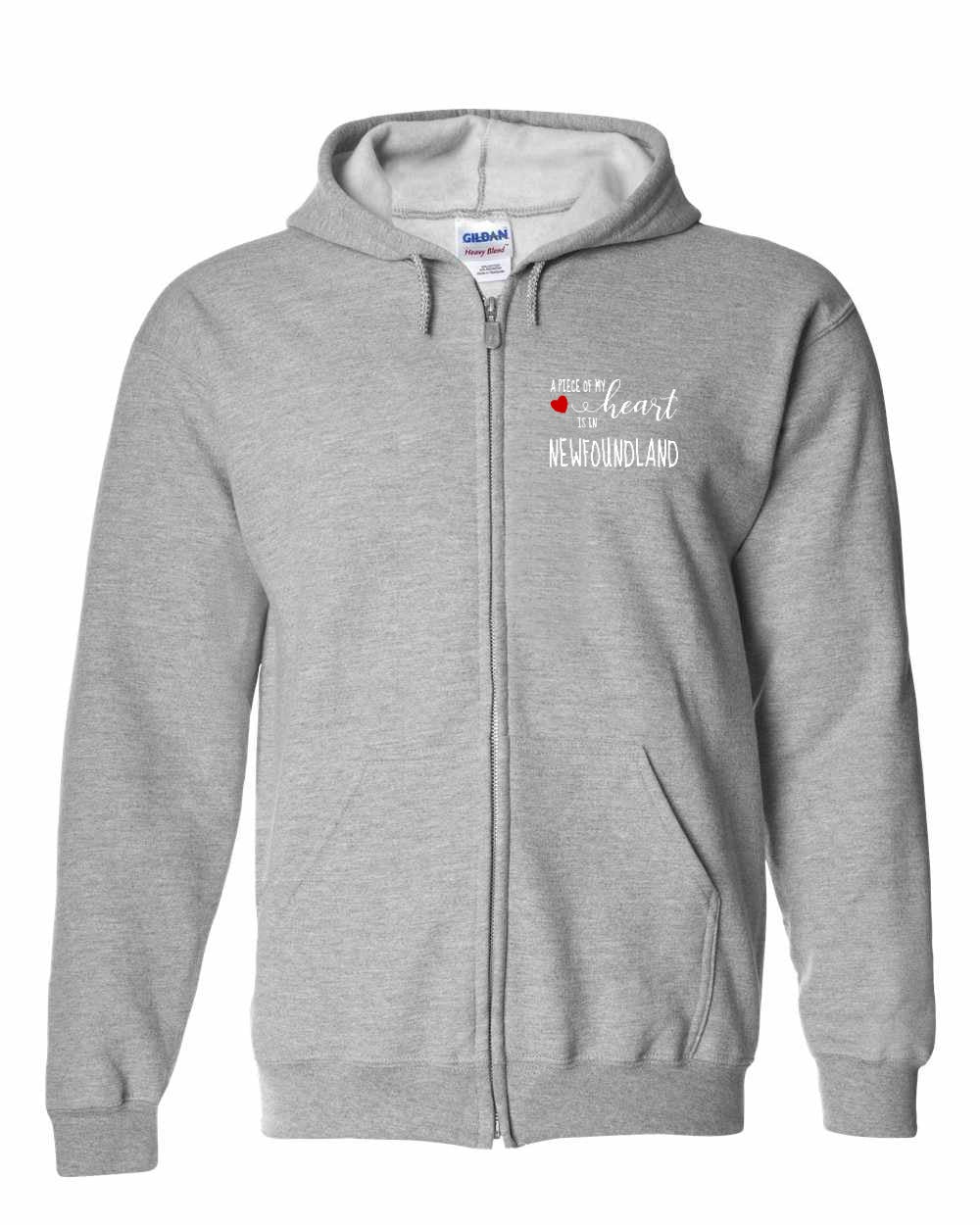 A piece of My heart in Newfoundland (Red Heart) Left Chest and Back Zip Hoodie