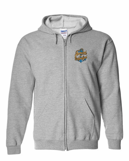 Anchored in Newfoundland (New Design) Left Chest Zip Hoodie