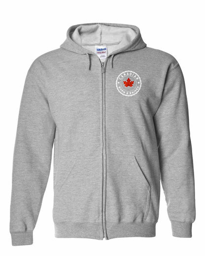 Canadian Born & Rasied Left Chest Zip Hoodie - Gildan Canada (sewn Internationally)