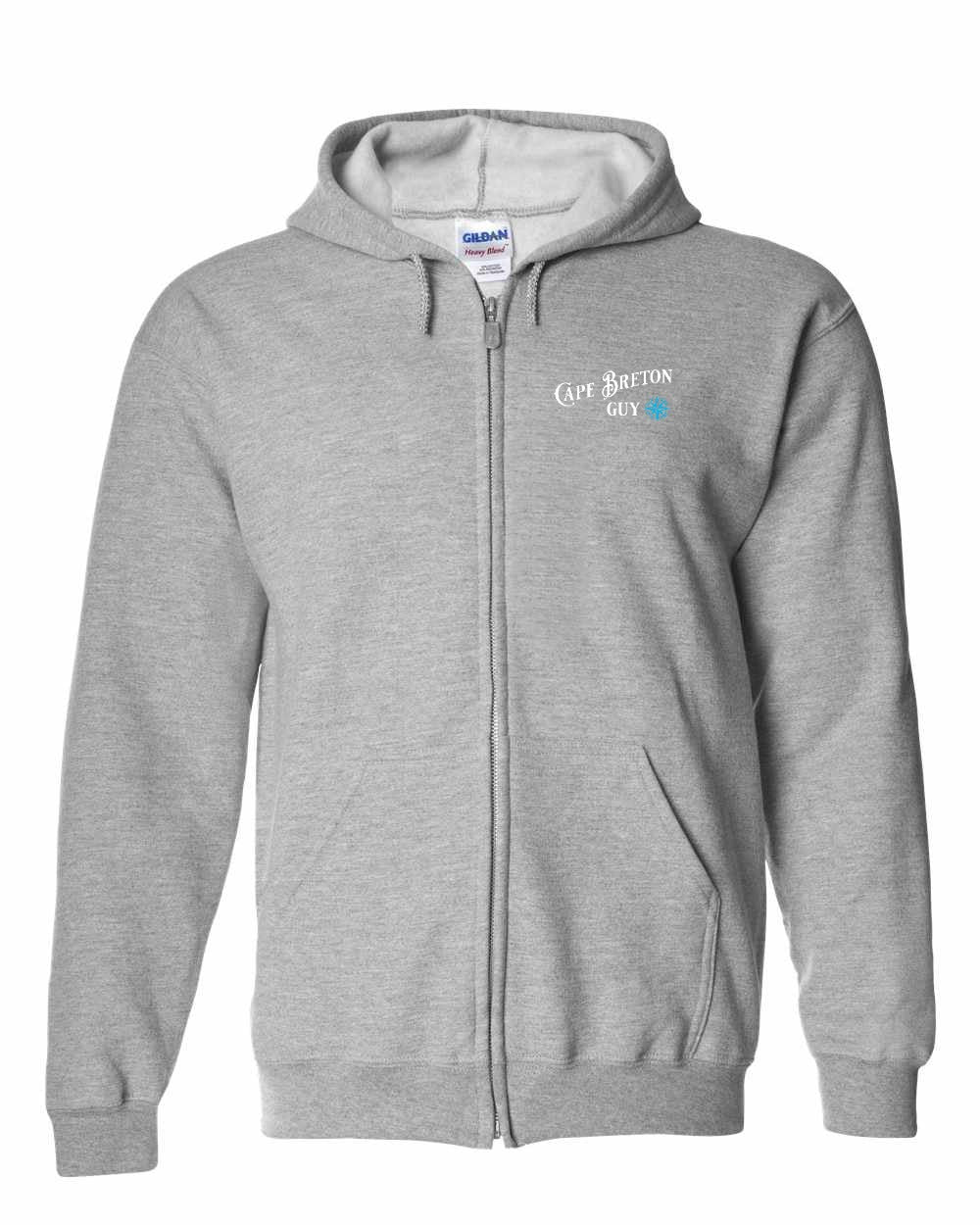 Cape Breton Guy blue Left Chest Zip Hoodie