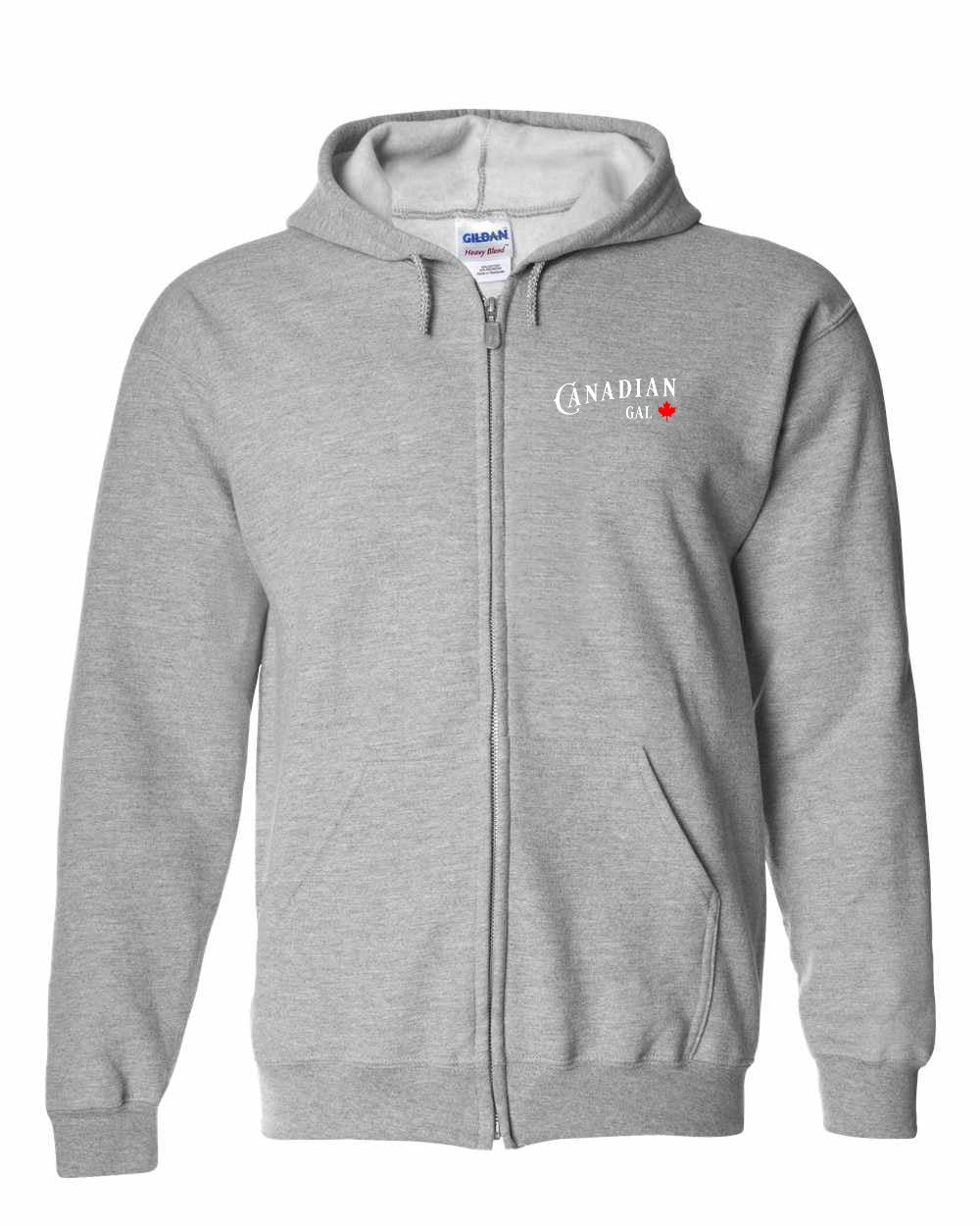 Canadian Gal Leaf Left Chest Zip Hoodie - Gildan Canada (sewn Internationally) - Unisex