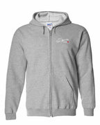 Just a CB Girl Red Heart Left Chest and Back Zip Hoodie - Unisex