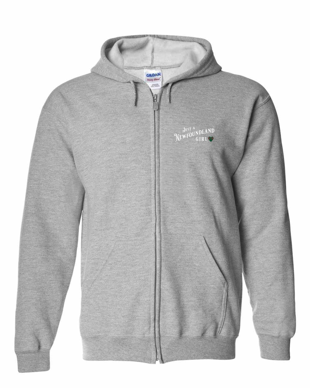 Just a NFLD Girl Tartan Left Chest and Back Zip Hoodie - Unisex