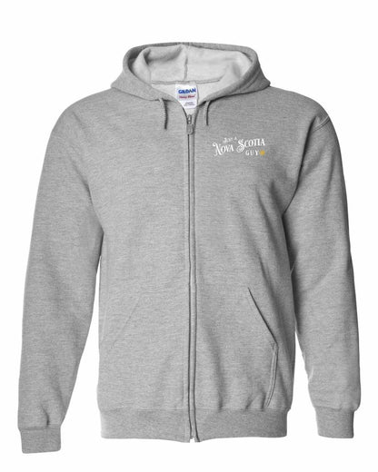 Just a Nova Scotia Guy yellow Left Chest zip-hoodie