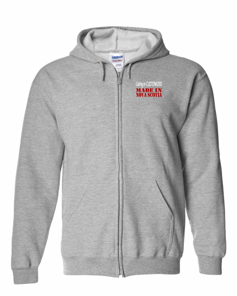 Living in Custom Made in Nova Scotia Left Chest zip-hoodie