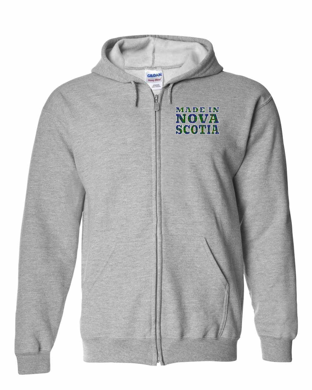 Made In Nova Scotia ( Tartan Lettering) Left Chest zip-hoodie