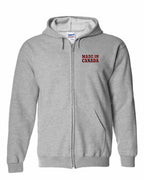 Made in Canada Plaid Background Left Chest Zip Hoodie - Gildan Canada (sewn Internationally) - Unisex