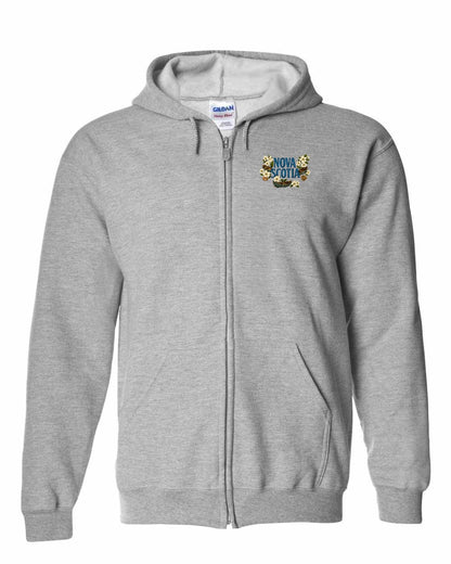 Nova Scotia Flowers Left Chest and Back zip-hoodie