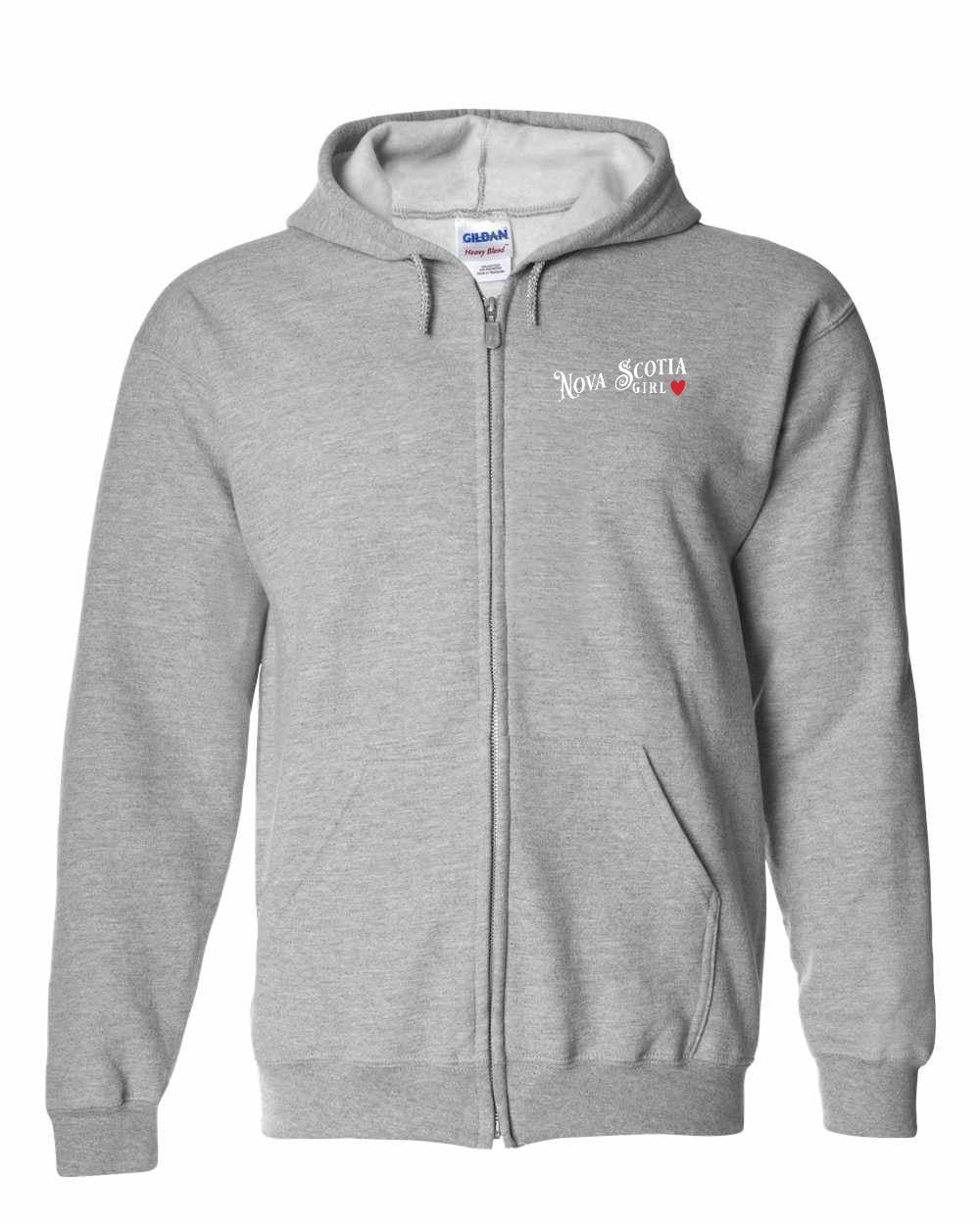 Nova Scotia Girl Red Heart Left Chest and Back zip-hoodie