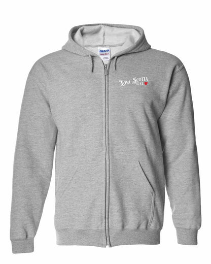 Nova Scotia Girl Red Heart Left Chest and Back zip-hoodie
