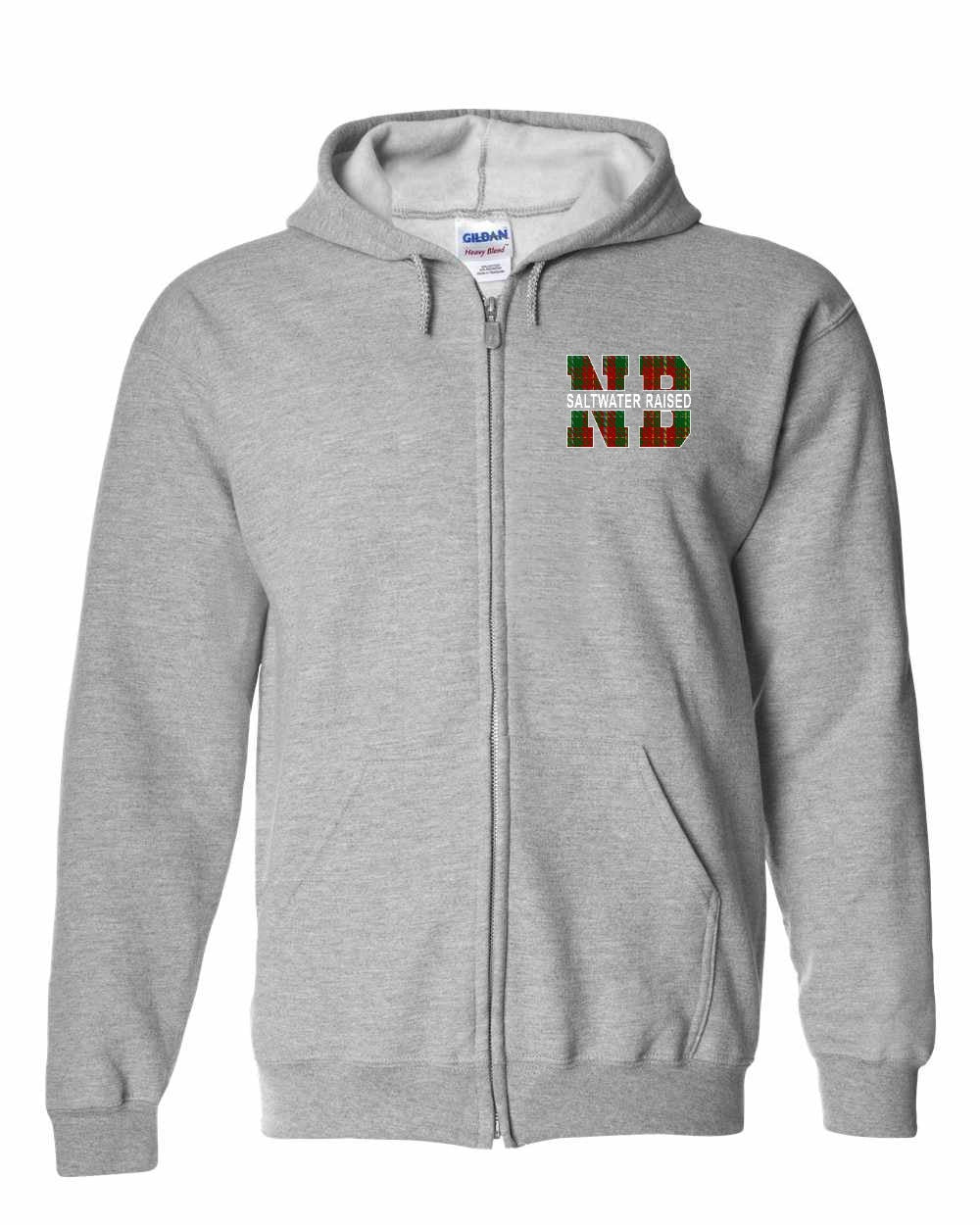 NB Saltwater Raised Left Chest and Back Zip Hoodie Printed NOT STITCHED