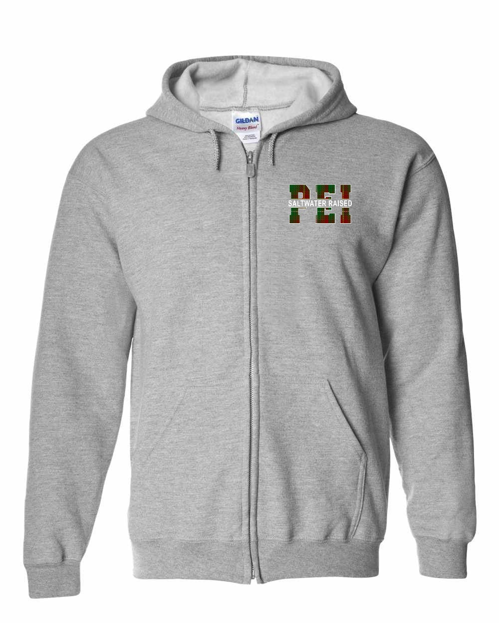 PEI Saltwater Raised Left Chest & Back Zip Hoodie - Unisex