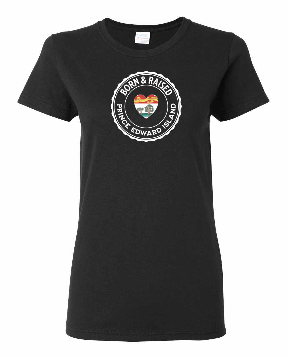 Born and Raised Heart Flag PEI Women's Tee