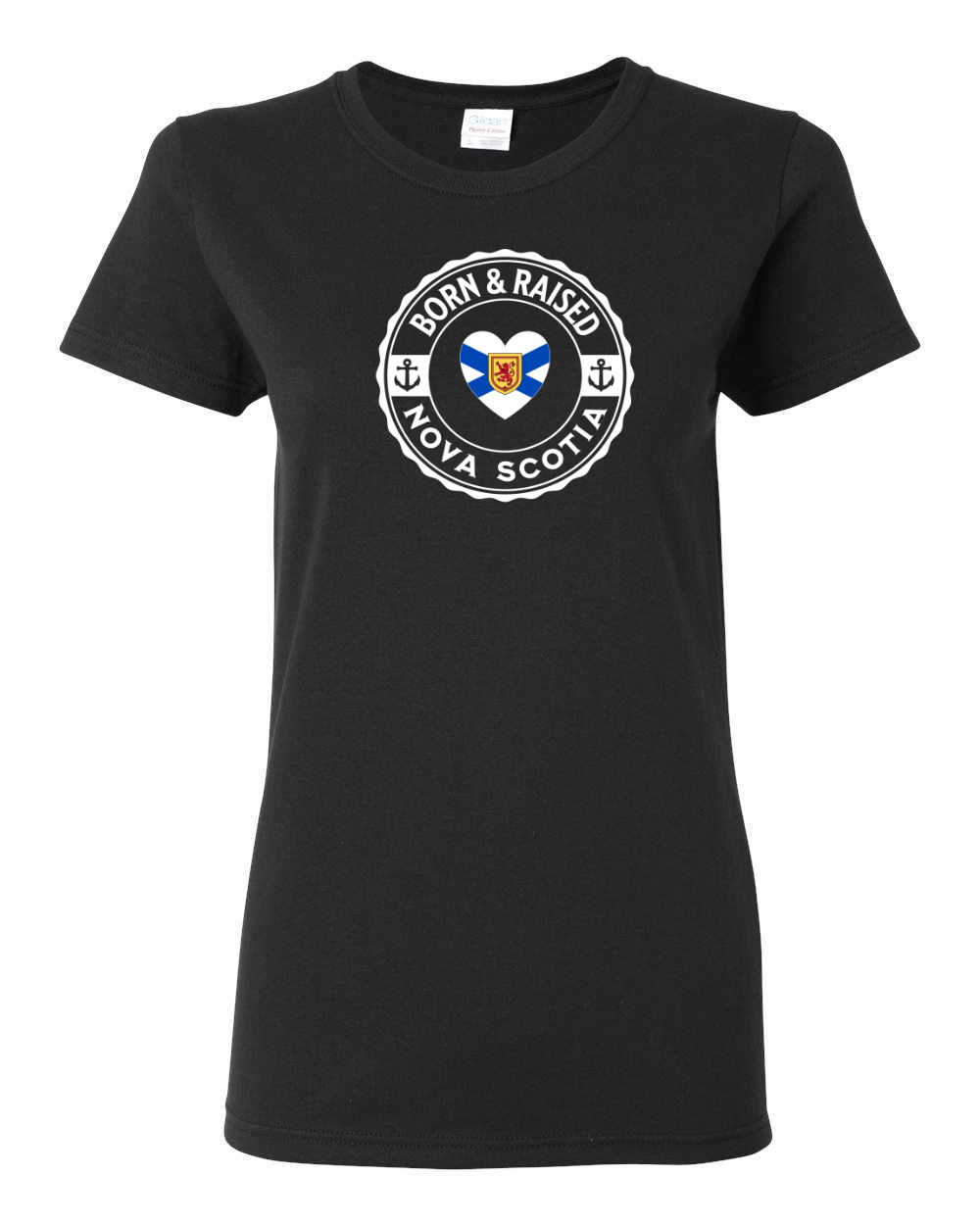 Born and Raised Heart Flag NS Women's Tee