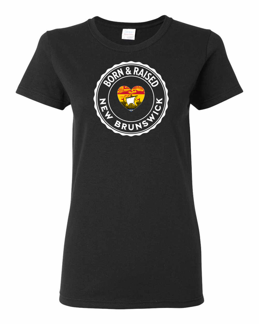 Born and Raised Heart Flag NB Full Front Women's Tee