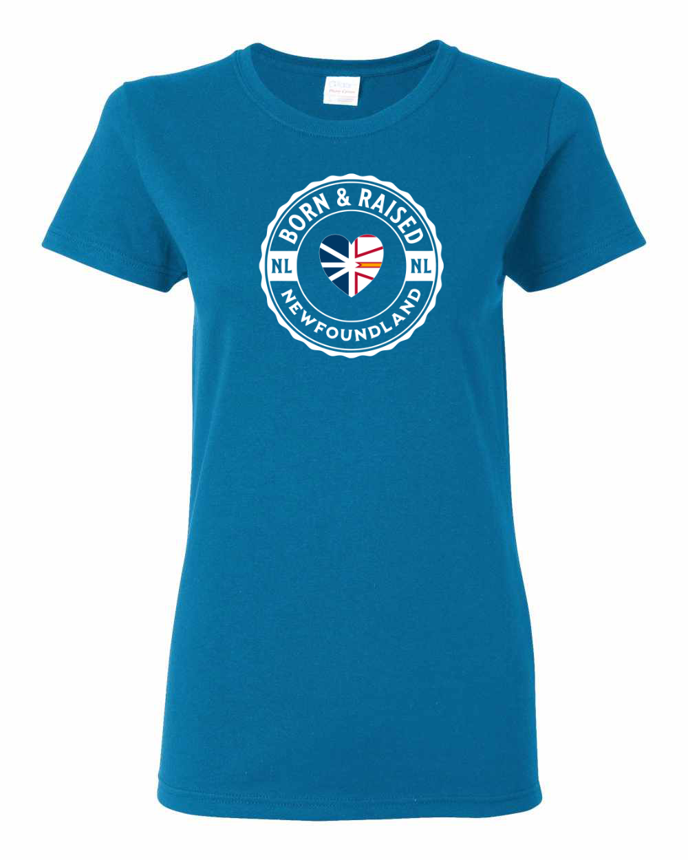 Born and Raised Heart Flag NFLD Women's Tee