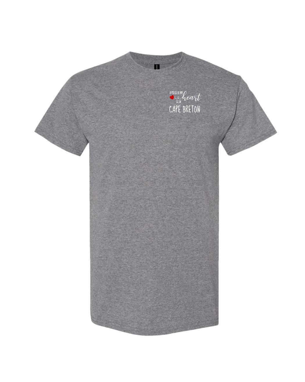 A piece of My heart in Cape Breton (Red Heart) Left Chest and Back Men's Tee