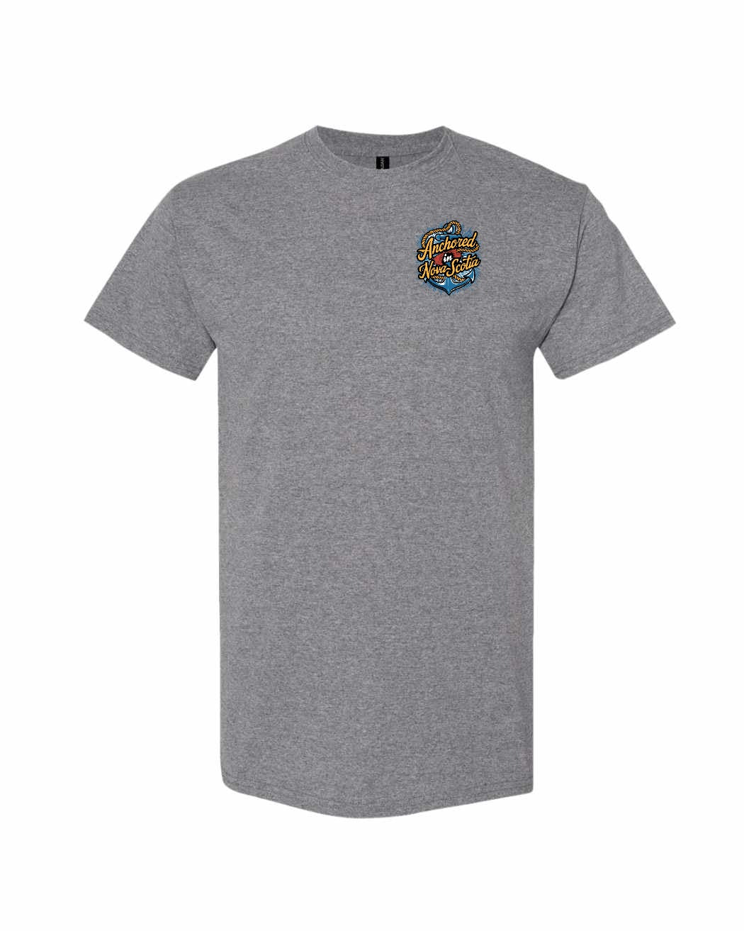 Anchored In Nova Scotia (Old Design) Left Chest and Back mens-tee