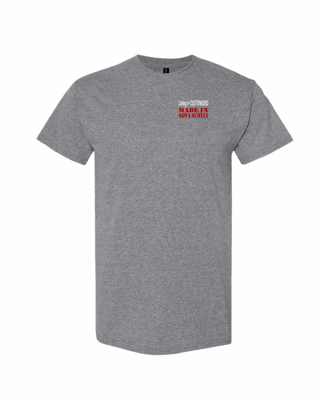 Living in Custom Made in Nova Scotia Left Chest and Back mens-tee