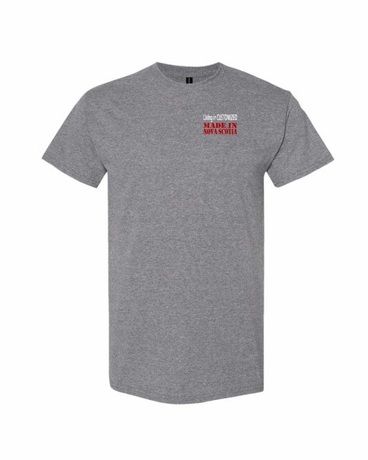 Living in Custom Made in Nova Scotia Left Chest and Back mens-tee