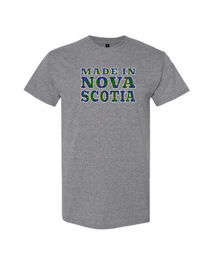 Made In Nova Scotia ( Tartan Lettering) Full mens-tee