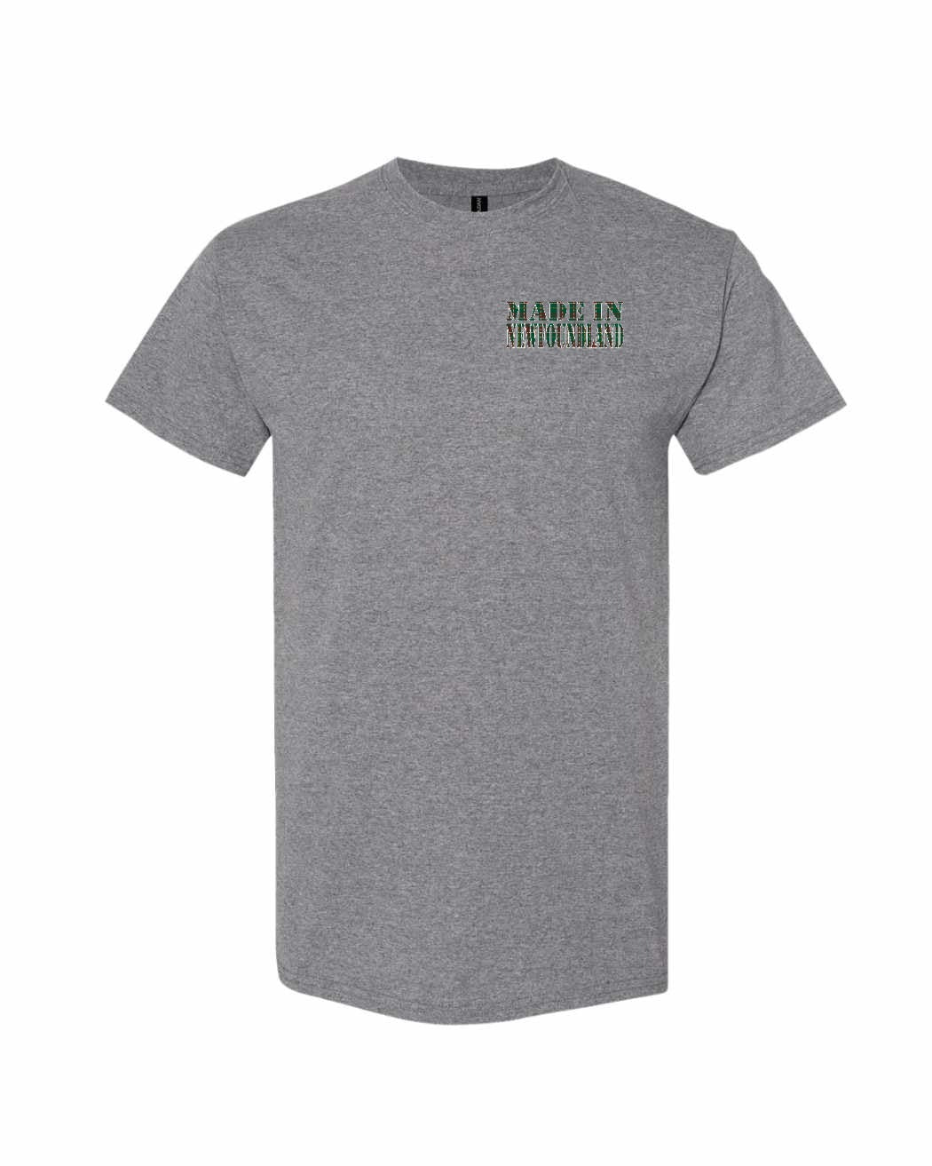 Made In Newfoundland ( Tartan Lettering) Left Chest Men's Tee