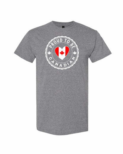 Proud to be Canadian heart flag Tee - Gildan Canada (sewn Internationally)