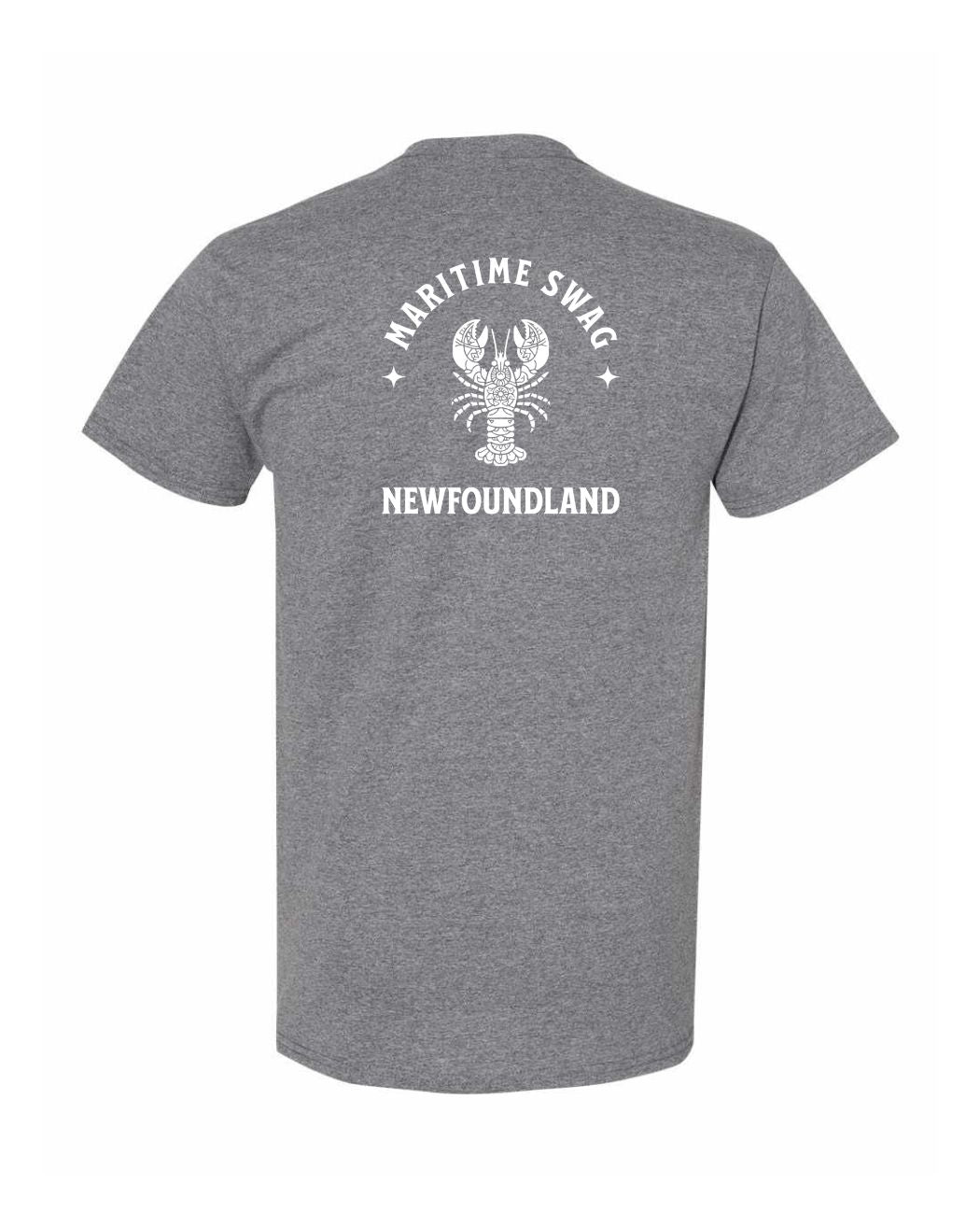 Maritime Swag NFLD Mandala white Lobster Left Chest and Back Men's Tee