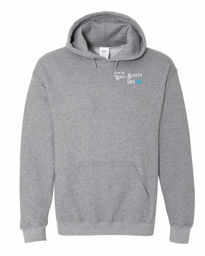 Living the Nova Scotia Life blue Left Chest and Back pullover