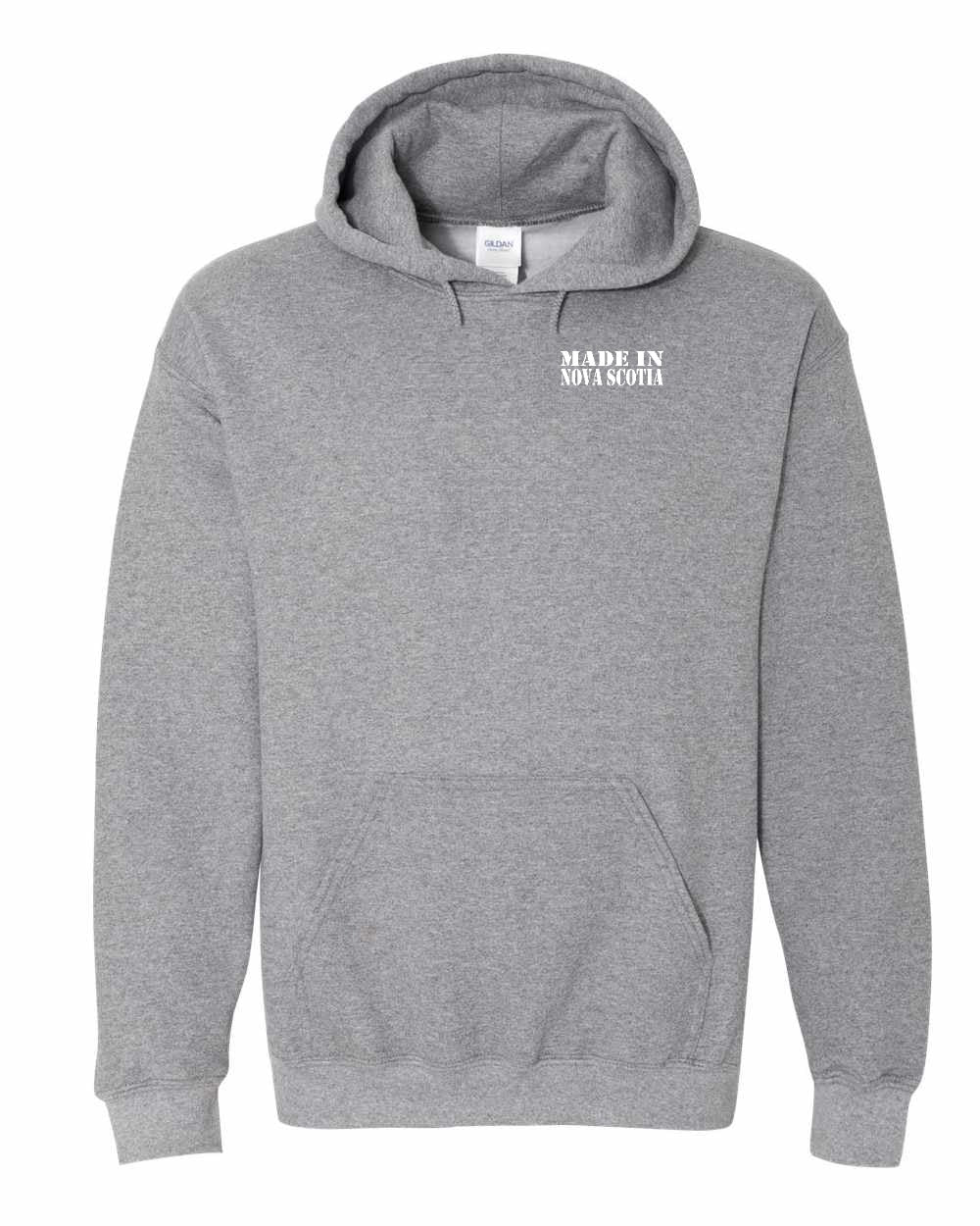 Made In NS ( White Lettering) Left Chest Pullover Hoodie - Unisex