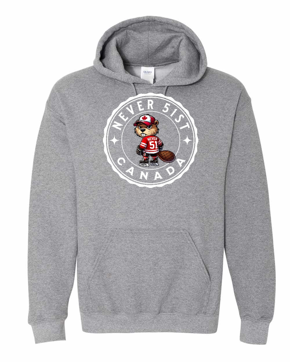 Never 51st Beaver Pullover Hoodie - Gildan Canada (sewn Internationally) - Unisex