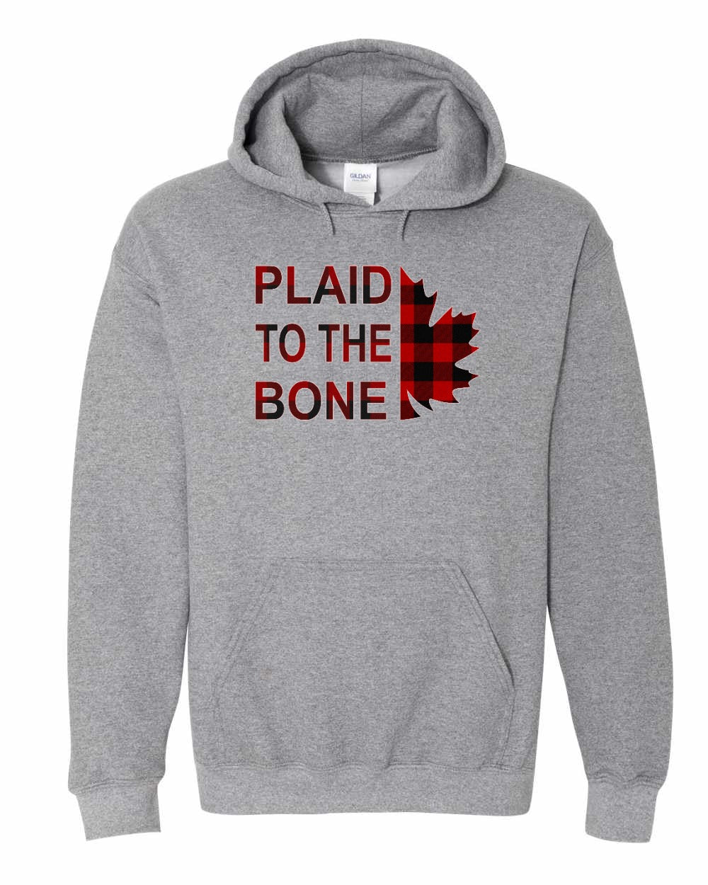 Plaid to the Bone Stacked Leaf Pullover Hoodie - Gildan Canada (sewn Internationally) - Unisex