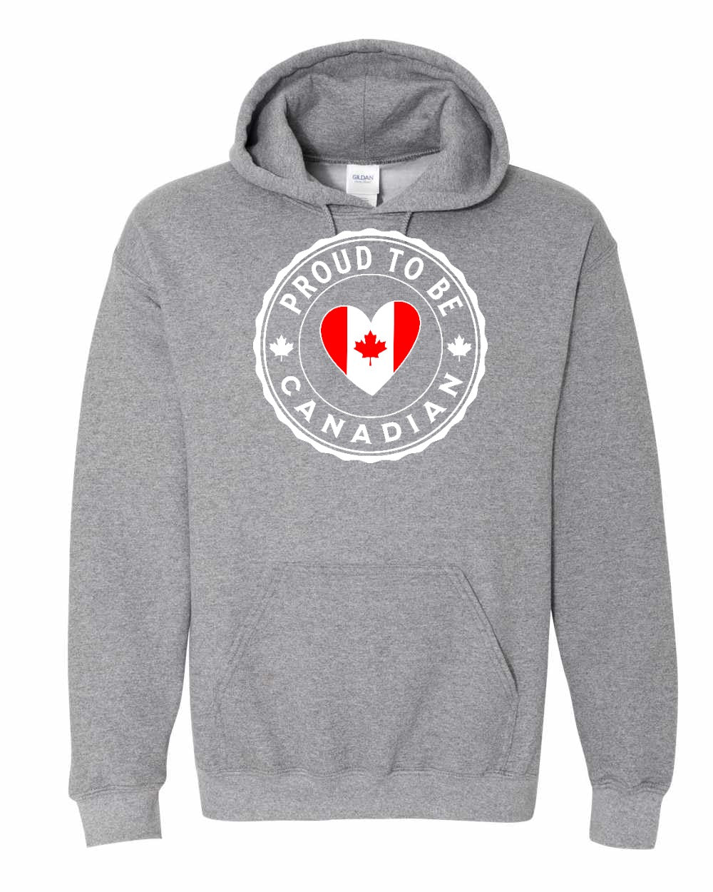 Proud to be Canadian Heart Flag Pullover Hoodie - Gildan Canada (sewn Internationally) - Unisex